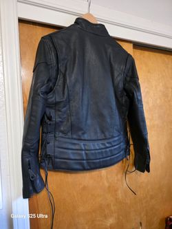 Genuine black leather ladies jacket. Size medium
