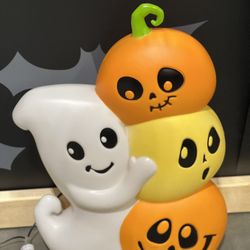 24” happy ghost with pumpkins light blow mold