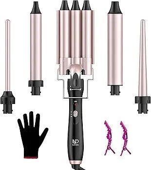 Like New Waver Curling Iron Wand, LAYADO 5 in 1 Curling Iron Set, Curling Wand with 3 Barrel Curling Iron and 4 Interchangeable Ceramic Hair Wand