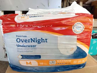 Premium Overnight Incontinence Underwear Size Medium 18 Count