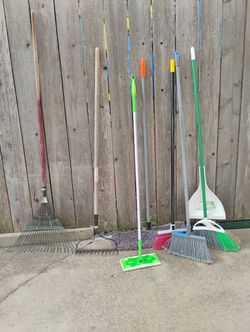 Brooms,Rake,Patio Cushions $10 Each