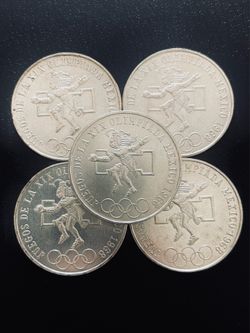 Under Melt 1968 Olimpiadas 0.720 Silver Coins Moneda Plata de Mexico Cash Only