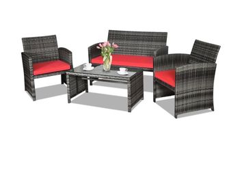 4-Piece Outdoor Rattan Patio Furniture Set