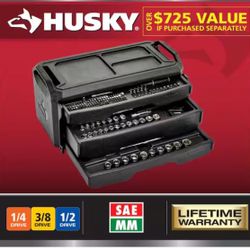 🔴 Husky 1/4 in., 3/8 in. and 1/2 in. Drive Mechanics Tool Set (300-Piece)=Tools-450
