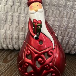 Pier 1 ceramic Santa Bell tea light candle votive holder