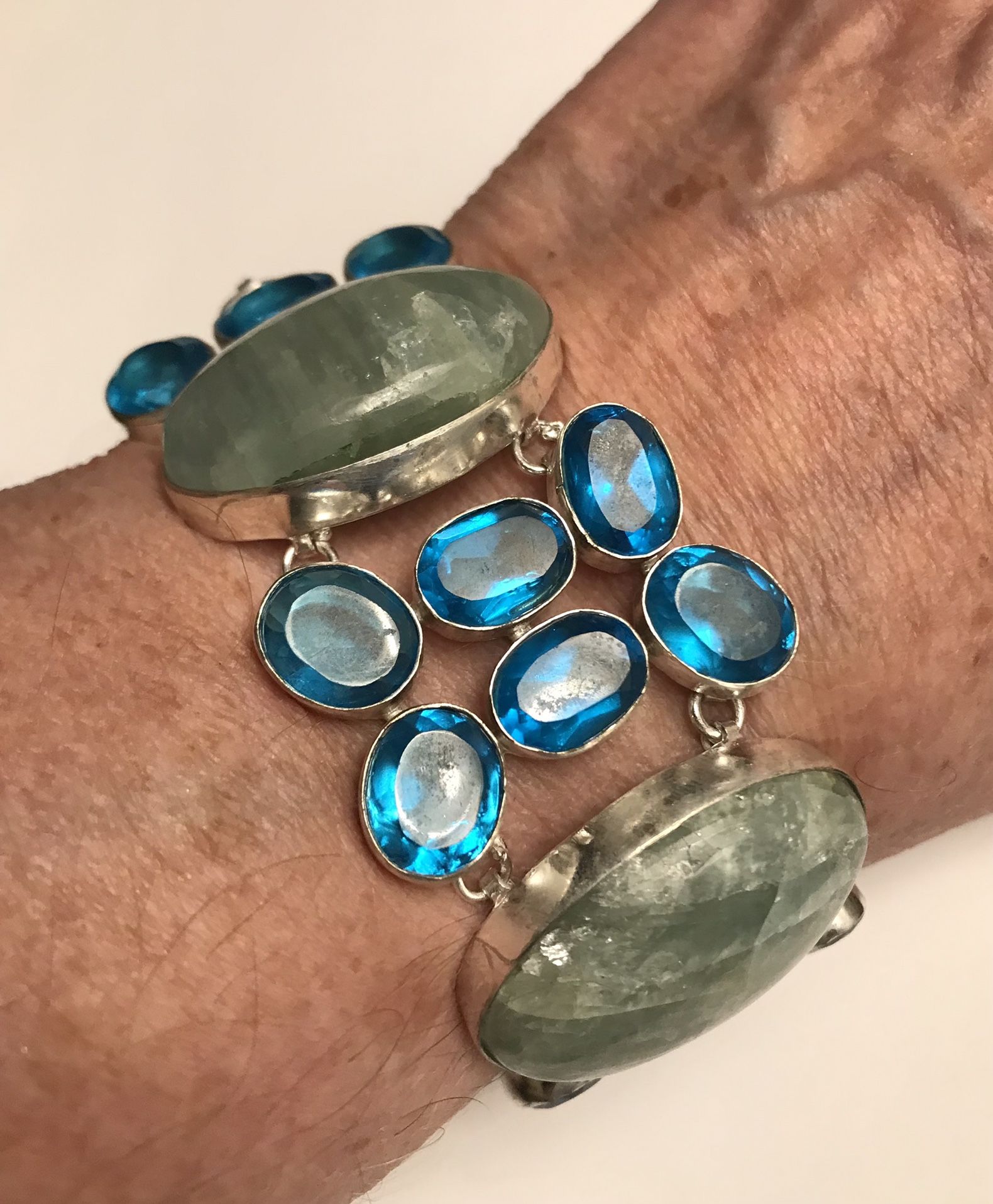 Aquamarine Blue Topaz 925 Sterling Silver Bracelet