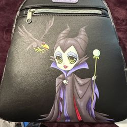 NWT RARE! Loungefly Disney Maleficent Chibi Mini Backpack Black 