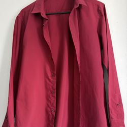Men’s Burgundy Button-Down Dress Shirt Size 41