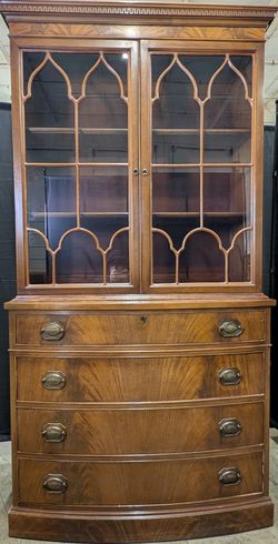 Vintage Display Cabinet with Glass Doors and Drawers