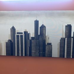 Beautiful Large 3-D Skyline Painting 