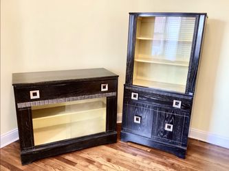 Vtg.1950s Viennese Modernist Dining Room Wood Furniture Cabinet + Buffet / Sideboard