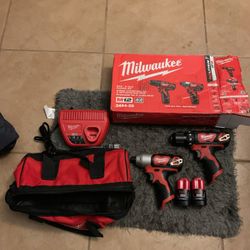 Milwaukee 2494-22 M12 12V Cordless Power Lithium-Ion 2-Tool Combo Kit - New