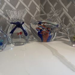 MOTHERS/FATHERS DAY GIFT: Dynasty Heirloom Gallery Glass Art Sea Life Aquarium Collection, Set of 4ere