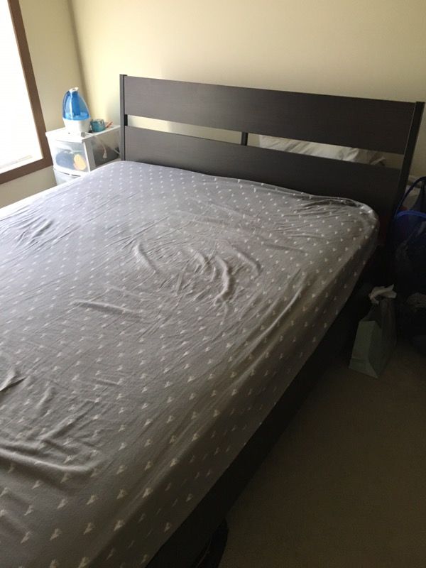 Ikea Trysil Queen Bed Frame With Slatted Base And Sams Firm Mattress Ikea Trysil Queen Bed Frame With Slatted Base And Sams Firm Mattress