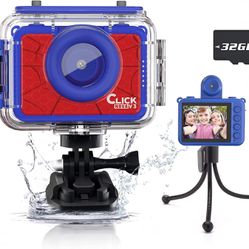 Kids Waterproof Selfie Camera - 1080P Digital Video, Christmas/Birthday Gifts for Boys (Ages 3-9), Includes 32GB Card