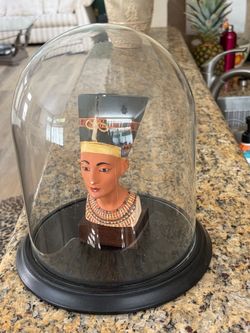 Alva Studios Nefertiti Bust Figurine Under Glass Dome