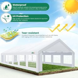  20x30 Party Tent Heavy Duty, Galvanized Wedding Tent, Event Shelter for Parties, Large Outdoor Gazebo with Removable Sidewall & Built-in Sandba