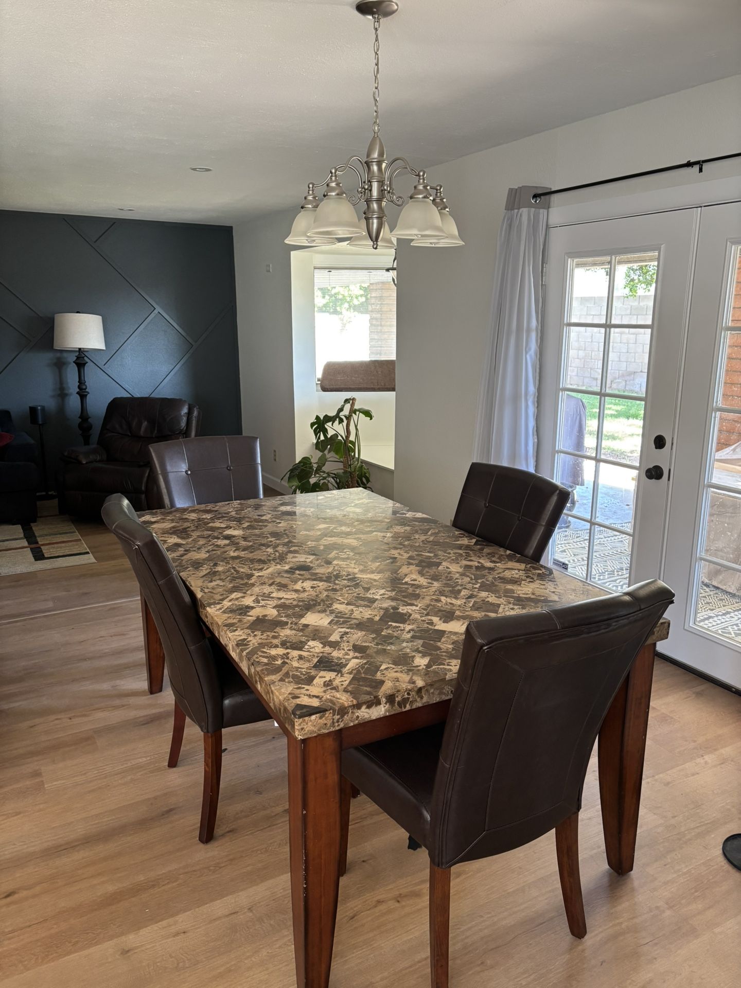 Marble and Wood Dining Table 