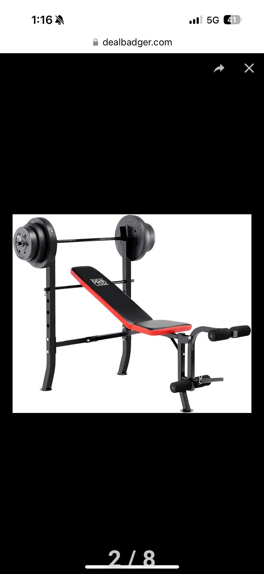 Marcy Standard Weight Bench With 80lbs To 100 Lbs Vinyl-Coated Weight Set For Strength Training, Weight Lifting For Personal Home Gym Black/Red - 100 