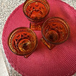 Vintage amber color drink glasses 8 pieces 