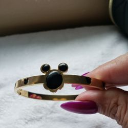 Stainless Steel Mickey Bangle Bracelet 