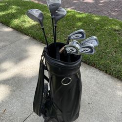 Left handed men’s golf club set with golf bag