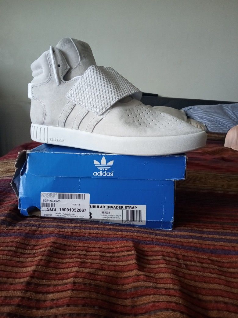 Adidas Tubular Invader Strap Flat White Sizes 12 13 Brand New