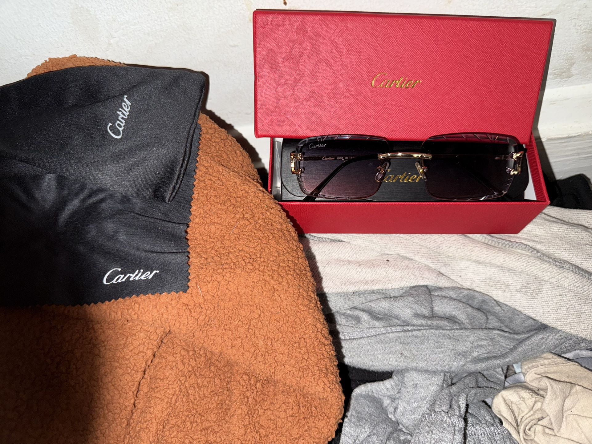 Cartier Glasses Diamond Cut Salmon And Black Tint