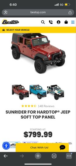 Brand New Bestop Sunrider for Hardtop – Premium Twill – Part #52454-17