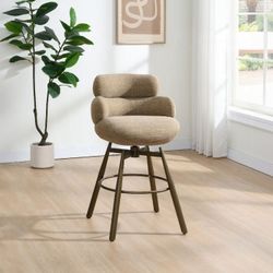 Swivel Counter Height Chair Taupe Chenille fabric, Bronze. New
