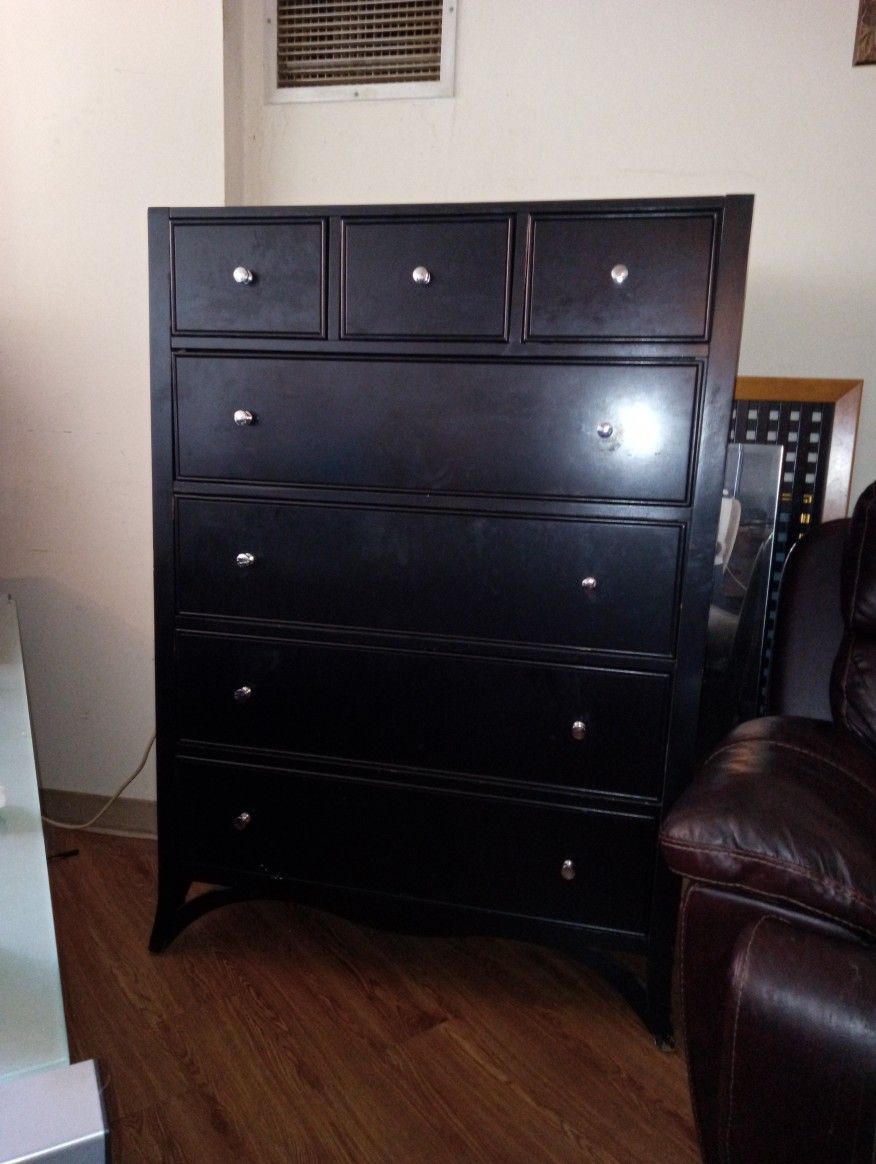 Three Draws Up Top For Long Drawers Made In China Dark Maplewood Solid Wood Very Nice Practically New Dresser