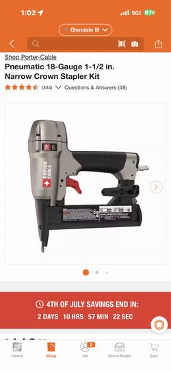 Shop Porter-Cable Pneumatic 18-Gauge 1-1/2 in. Narrow Crown Stapler Kit ***** (334) V Questions & Answers (48)