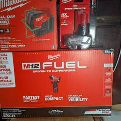 Milwaukee 
M12 Green Laser -Cross Line & Plumb Points
 Combo Lot