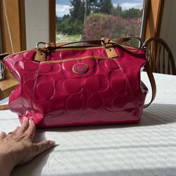 Hot Pink Patent Leather Large COACH bag 