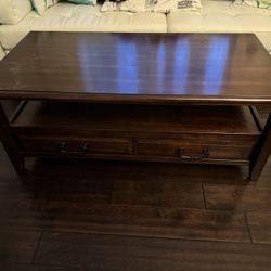 Wood Table With Drawers