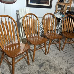 4 Solid Oak Dining Chairs