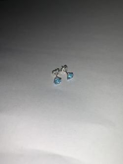 100% real silver heart shape Blue earring