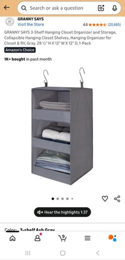 3-Shelf Hanging Closet Organizer and Storage