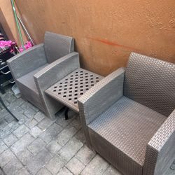 rattan or resin wicker club chairs And Coffee Table,