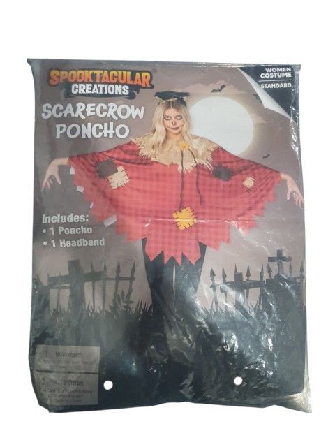 Scarecrow Poncho, Adult Woman's Halloween Costume. Size Standad. *Poncho *Headband.