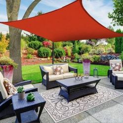 Sunshade Sail Canopy 18 ft. x 18 ft. Red Square Awning UV Block for Outdoor Patio Garden and Backyard