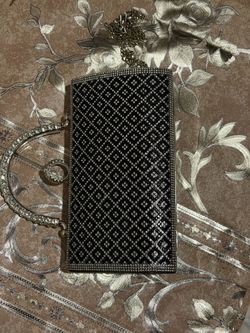Black Crystal Rhinestone Evening Clutch Bag