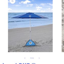 Beach BUB® ClearWater Family Vacation Model All-In-One Beach Umbrella System × 1 Caribbean Blue 