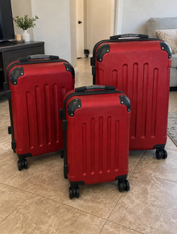 3-Piece Luggage Set Black Red