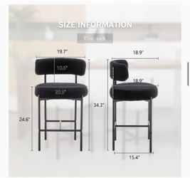 Set of 3 Black Boucle Bar Stools