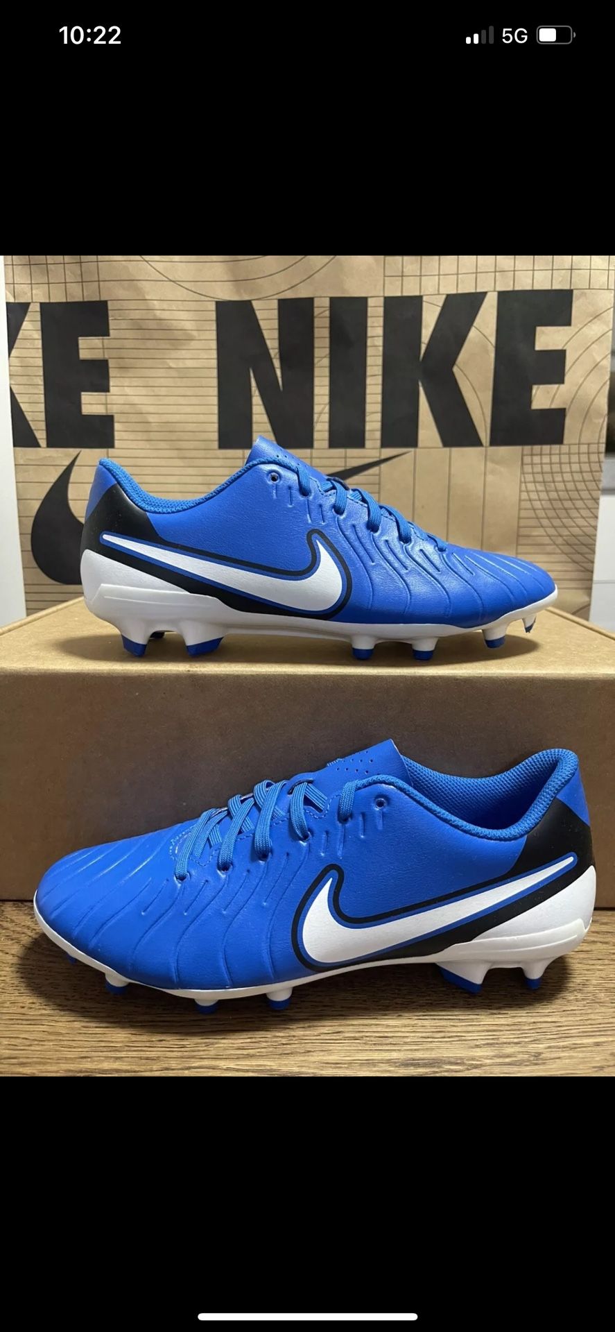 Nike Tiempo LEGEND CLUB 10 FG/MG Blue Soccer Cleats Men Size 7/Fits Wmn 8.5