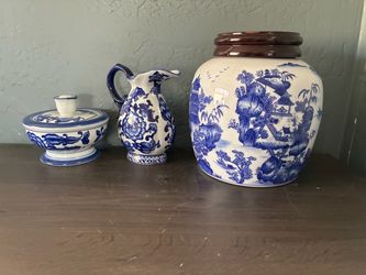 Vintage BOMBAY COMPANY Creamer, Sugar Bowl, Ginger Tea Jar. Porcelain. Pre Owned
