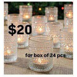 24 Clear Votive Candle Holders New In Box