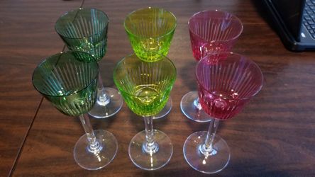 Baccarat Crystal Colored Wine Glasses Set Of 6