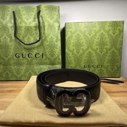 Gucci GG Supreme Black Leather Belt w/ Box & Bag – New Size 36